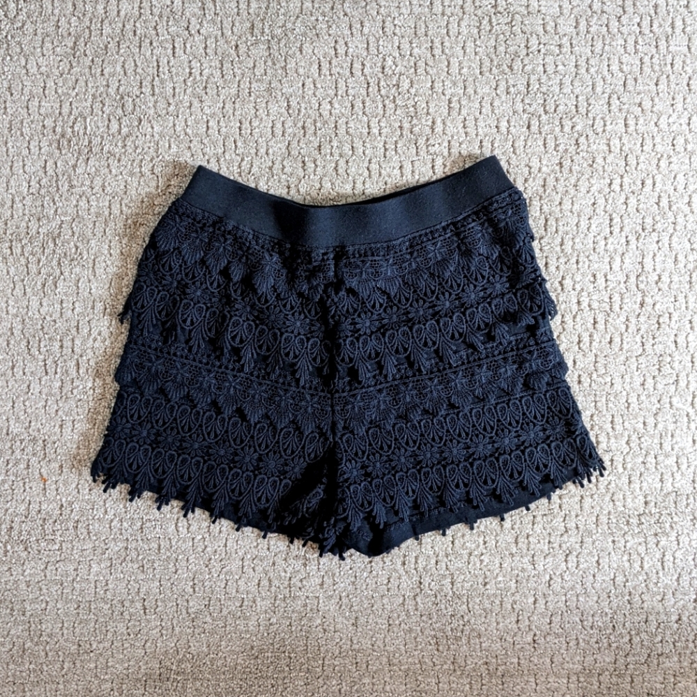 Express Layered Black Lace Shorts XS